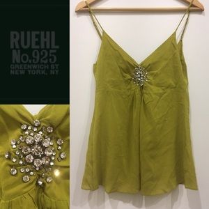 NWOT RUEHL No.925 SILK CAMI. RHINESTONE DETAIL